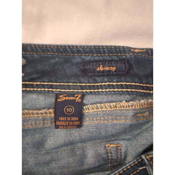 Seven7 Women's Dark Wash Mid Rise Cotton-Blend Skinny Jeans Size 10 - Picture 8 of 14
